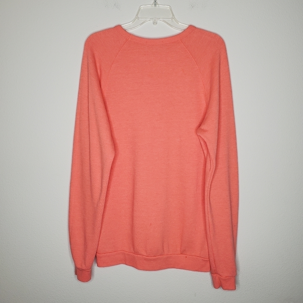 Marine Layer Coral Pink Embroidered Fleece Crewneck Pullover Sweatshirt - Picture 4 of 7